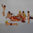 Áttetsző retro diavetítő kép fém keretben. Strand&labda