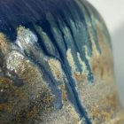 Nagyméretű, duci kék samott váza