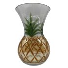 Hand-painted large glass vase with a pineapple motif 50s
