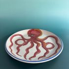 Vintage Italian Ceramic Bowl | Hand-Painted Mid Century Folk Art Design with Octopus Motif