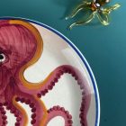 Vintage Italian Ceramic Bowl | Hand-Painted Mid Century Folk Art Design with Octopus Motif