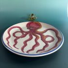 Vintage Italian Ceramic Bowl | Hand-Painted Mid Century Folk Art Design with Octopus Motif