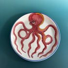 Vintage Italian Ceramic Bowl | Hand-Painted Mid Century Folk Art Design with Octopus Motif