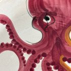 Vintage Italian Ceramic Bowl | Hand-Painted Mid Century Folk Art Design with Octopus Motif