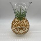Hand-painted large glass vase with a pineapple motif 50s