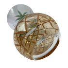 Hand-painted large glass vase with a pineapple motif 50s