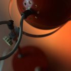 Orange-Red Szarvasi Space Age Desk Lamp, 1970s