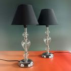 Pair of Classic Italian Glass Table Lamps – available with white or black shades