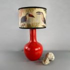 Italian design large ceramic table lamp in a red–coral shade
