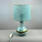 Turquoise vintage table lamp with hand made lamp shade