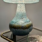 Turquoise vintage table lamp with hand made lamp shade