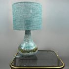 Turquoise vintage table lamp with hand made lamp shade
