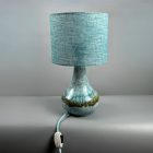 Turquoise vintage table lamp with hand made lamp shade