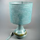 Turquoise vintage table lamp with hand made lamp shade
