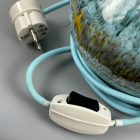 Turquoise vintage table lamp with hand made lamp shade