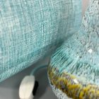 Turquoise vintage table lamp with hand made lamp shade