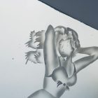 Art deco savmaratott tükörpanel pin-up női alakkal, strandmotívumú egyedi design elem