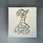 Art deco savmaratott tükörpanel pin-up női alakkal, strandmotívumú egyedi design elem