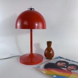   Vintage Space Age Mushroom Lamp – Orange Metal Desk Lamp – 1960s 1970s Rewired