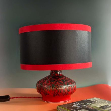 Felújított piros iparművészeti kerámia lámpaalj – búra külön rendelhető 