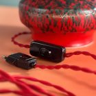 Felújított piros iparművészeti kerámia lámpaalj – búra külön rendelhető 