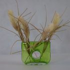 Murano green glass vase with hole 