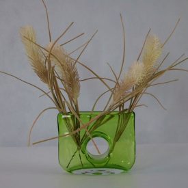 Muranoi zöld lyukas üvegváza