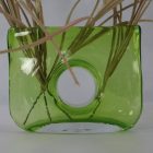 Murano green glass vase with hole 