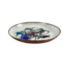 Colorful fire-enamelled copper plate