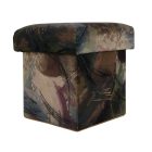 Vintage velvet colorful ottoman from 70s