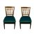 Art Deco solid wood turquoise velvet dining chairs pair