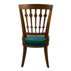 Art Deco solid wood turquoise velvet dining chairs pair