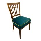 Art Deco solid wood turquoise velvet dining chairs pair