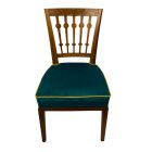 Art Deco solid wood turquoise velvet dining chairs pair