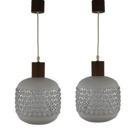   Nagyméretű retro mennyezeti lámpa pár geometrikus üveggel