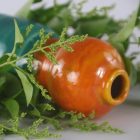 Vintage orange-turquoise ceramic vase