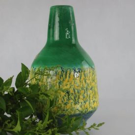 Vintage green-yellow ceramic vase