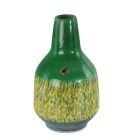Retro iparművészeti zöld-sárga váza