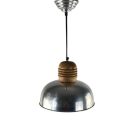 Chrome and wood Industrial ceiling lamp