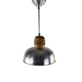 Chrome and wood Industrial ceiling lamp