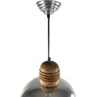 Chrome and wood Industrial ceiling lamp