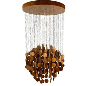 Mid-century natural Scandinavian wood ceiling lamp