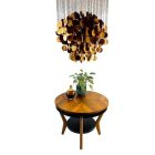 Mid-century natural Scandinavian wood ceiling lamp