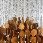 Mid-century naturális fa skandináv mennyezeti lámpa J.Luber után