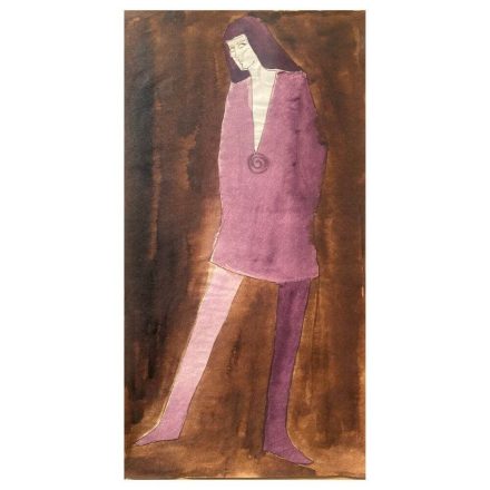 Watercolor fashion/clothing design from the 70s by  Sarolta Deákfalvi