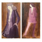 Watercolor fashion/clothing design from the 70s by  Sarolta Deákfalvi