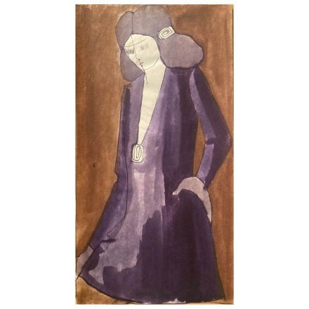Watercolor fashion design from the 70s by Sarolta Deákfalvi