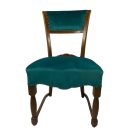 Single solid wood chair- turquoise velvet carved-