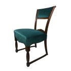 Single solid wood chair- turquoise velvet carved-