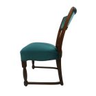 Single solid wood chair- turquoise velvet carved-